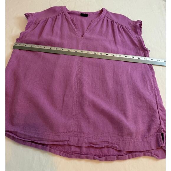 Splendid Purple Lilac Linen Blend V Neck Cap Sleeve Boho Casual Oversized Top M - Picture 6 of 8